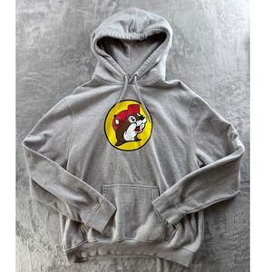 Buc-ee's Gray Pullover Hoodie Logo Graphic‎ Sweatshirt Men's Large L Casual Wear